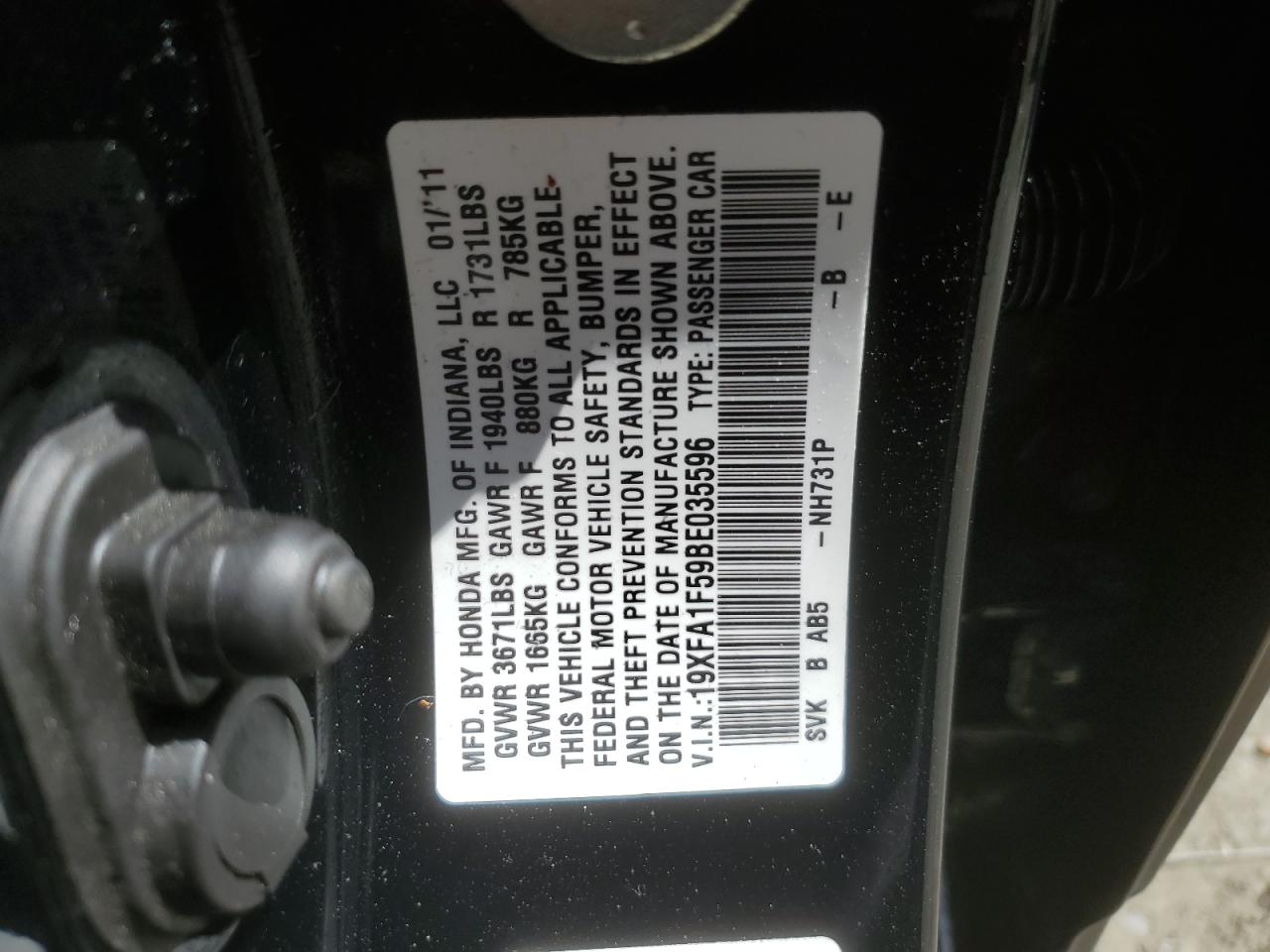 19XFA1F59BE035596 2011 Honda Civic Lx 19XFA1F59BE035596 2011 Honda Civic Lx