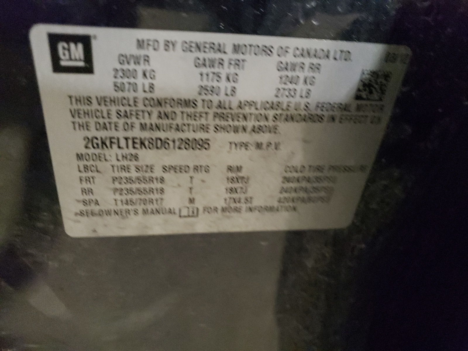 2GKFLTEK8D6128095 2013 GMC Terrain Sle