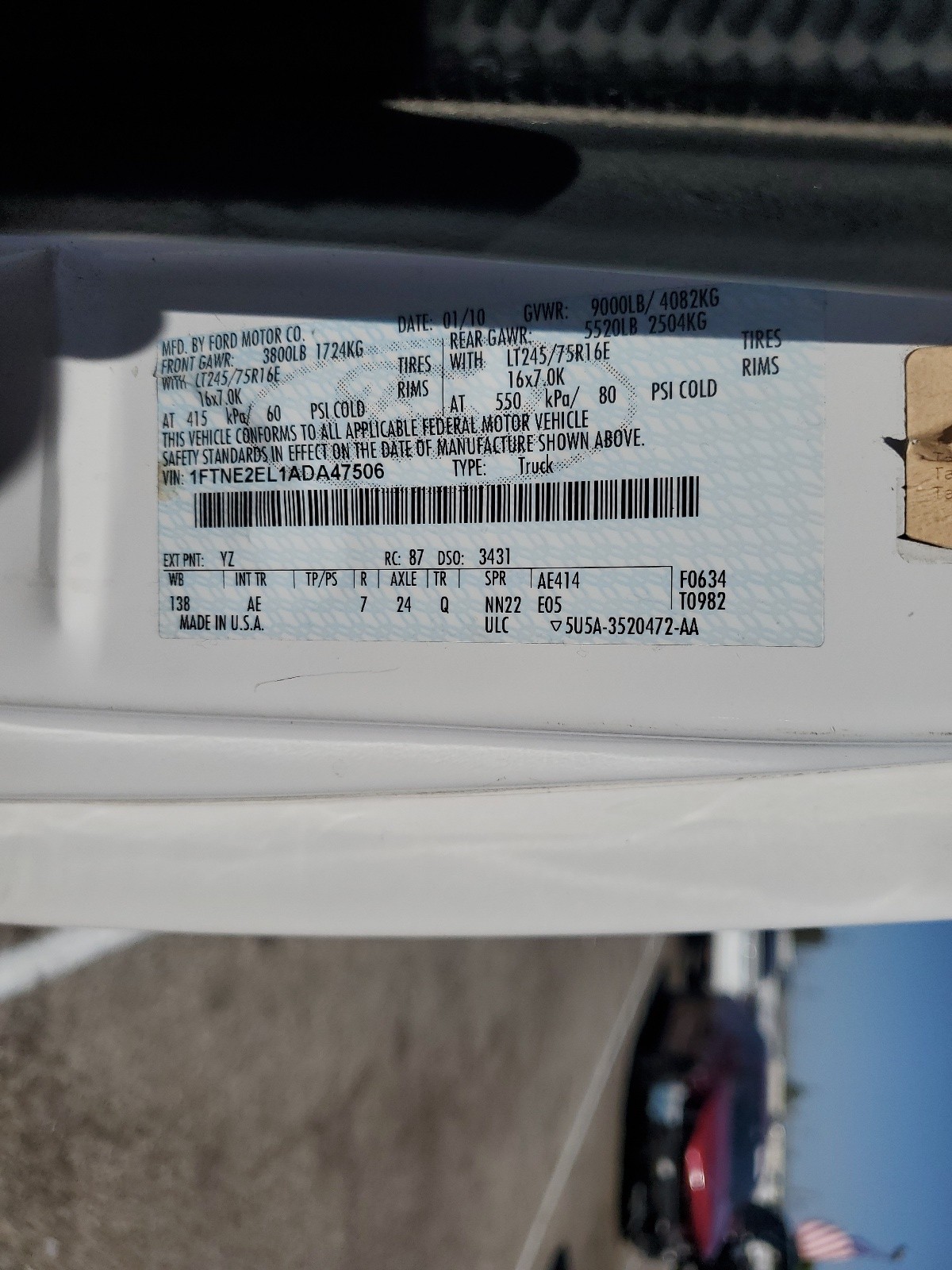 1FTNE2EL1ADA47506 2010 Ford Econoline E250 Van