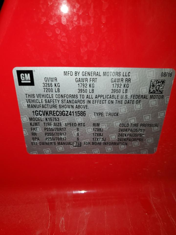 2016 Chevrolet Silverado K1500 Lt VIN: 1GCVKREC9GZ411586 Lot: 54261314