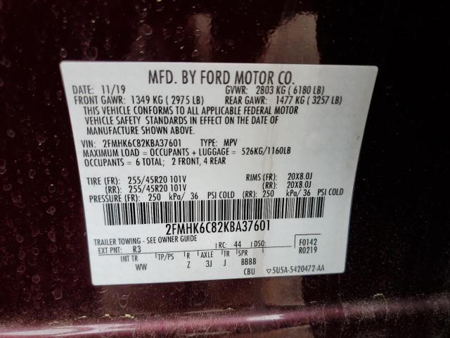 2FMHK6C82KBA37601 | 2019 Ford flex sel