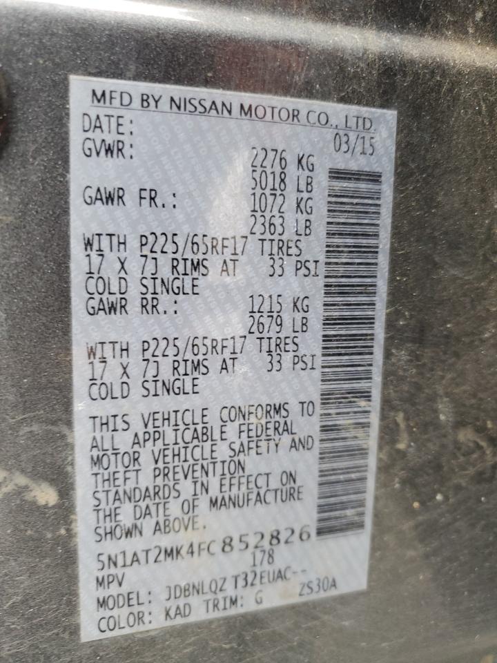 5N1AT2MK4FC852826 2015 NISSAN ROGUE - Image 12