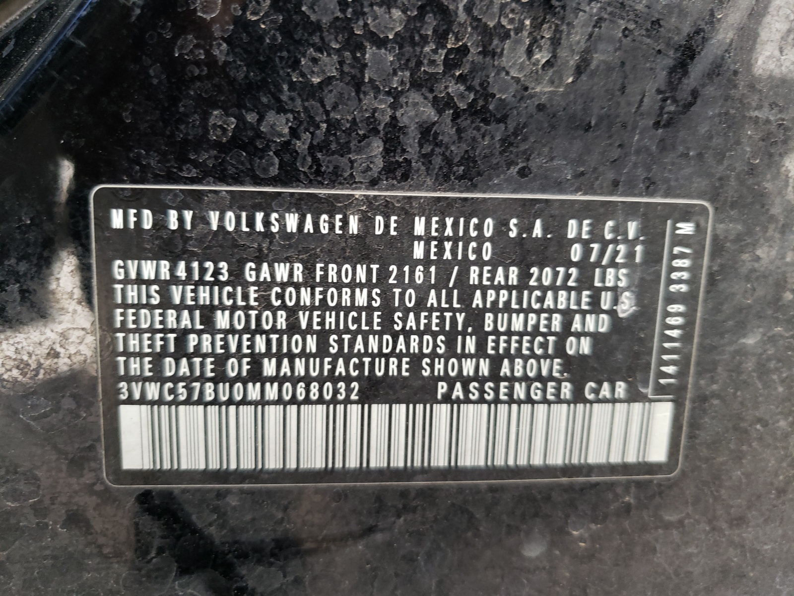 3VWC57BU0MM068032 2021 Volkswagen Jetta S