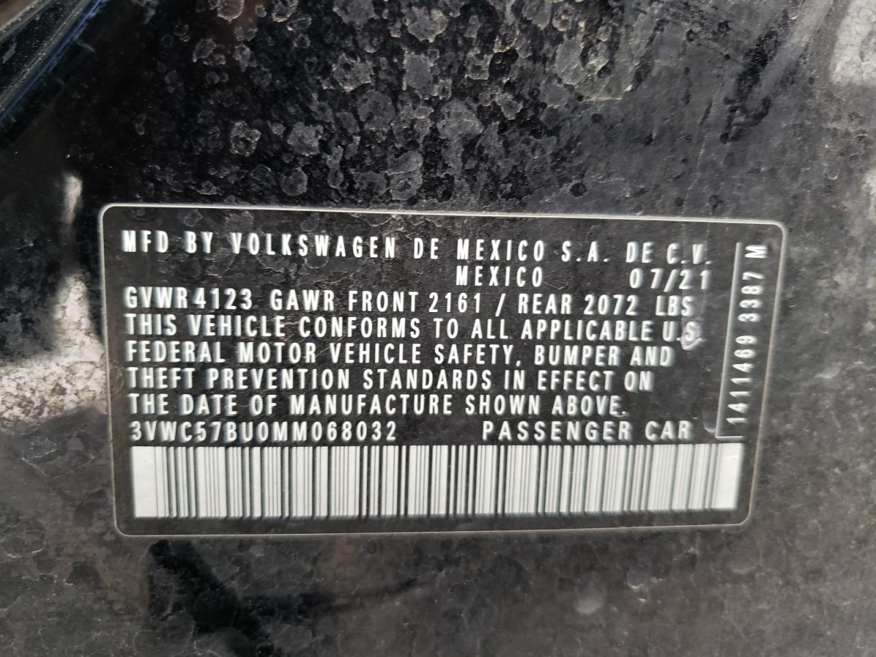 2021 Volkswagen Jetta S VIN: 3VWC57BU0MM068032 Lot: 55220054