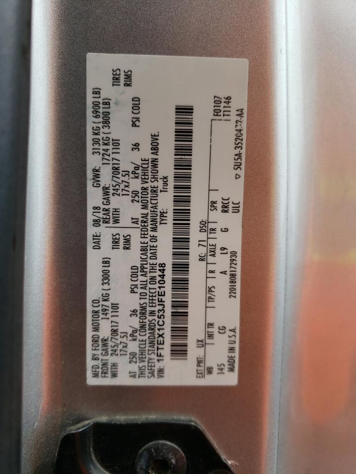 2018 Ford F150 Super Cab VIN: 1FTEX1C53JFE10448 Lot: 56085964