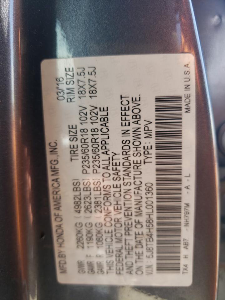 5J8TB4H58HL001360 2017 Acura Rdx Technology