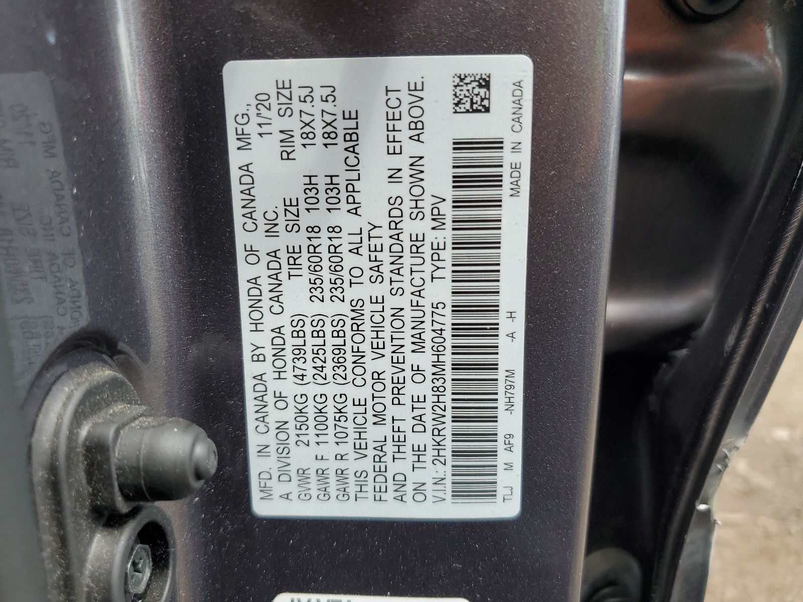 2HKRW2H83MH604775 2021 Honda Cr-V Exl