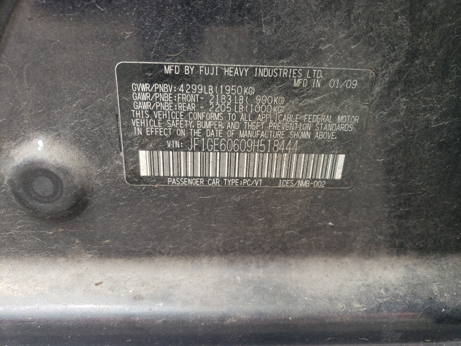 JF1GE60609H518444 2009 Subaru Impreza 2.5I Premium