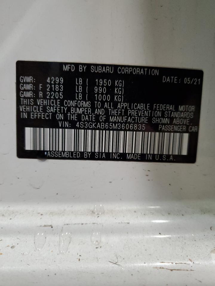 2021 Subaru Impreza VIN: 4S3GKAB65M3606835 Lot: 53173274
