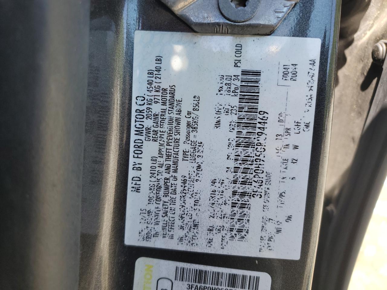 2016 Ford Fusion Se VIN: 3FA6P0H95GR294469 Lot: 54572574