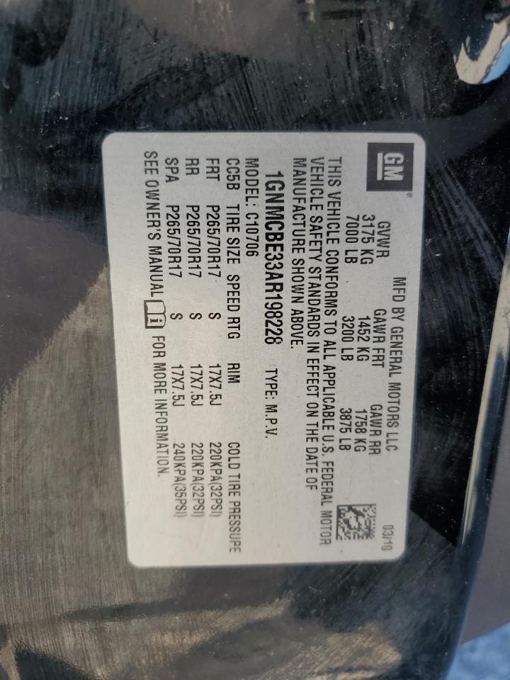 2010 Chevrolet Tahoe C1500 Lt VIN: 1GNMCBE33AR198228 Lot: 52740734