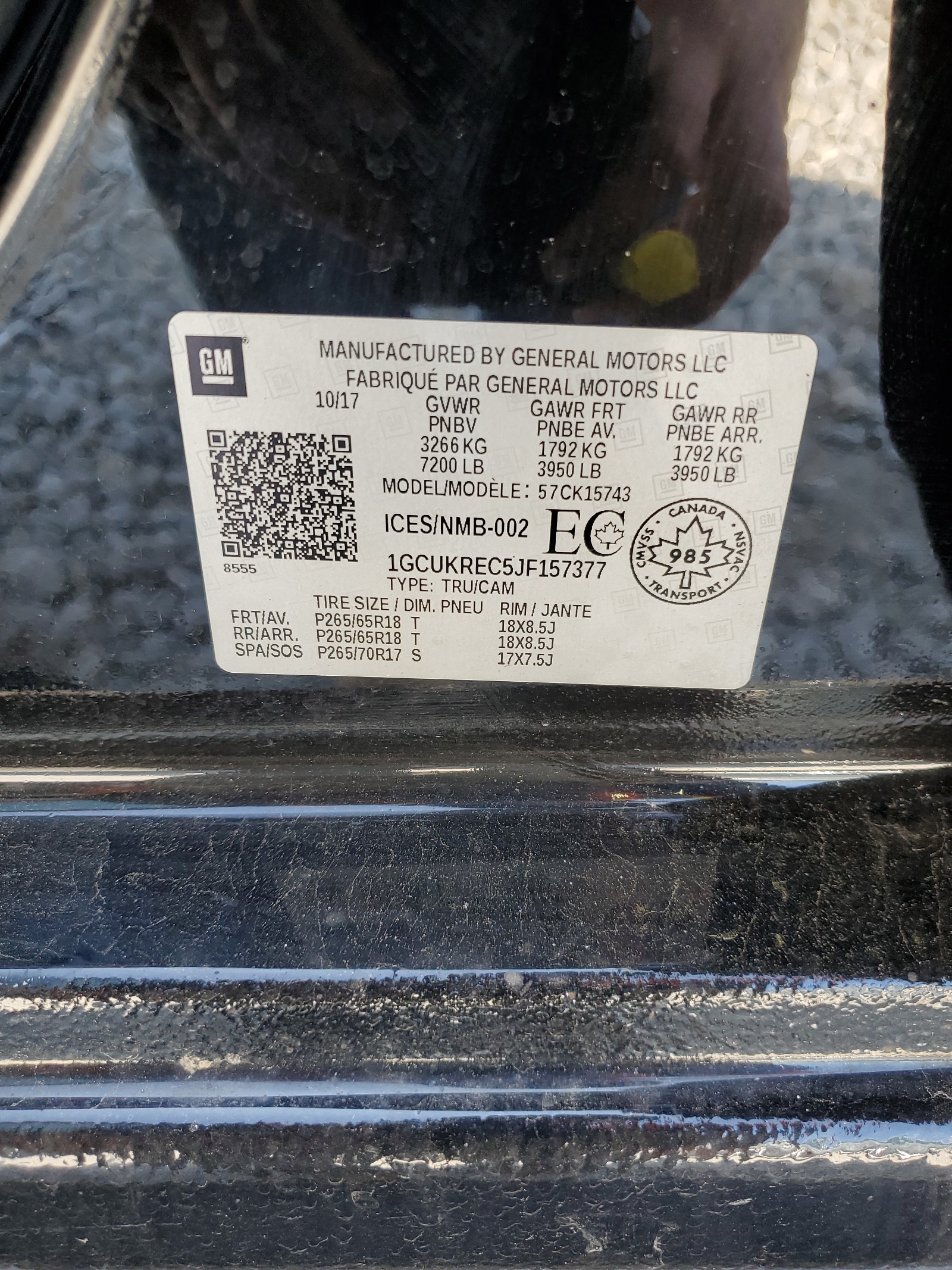 1GCUKREC5JF157377 2018 Chevrolet Silverado K1500 Lt