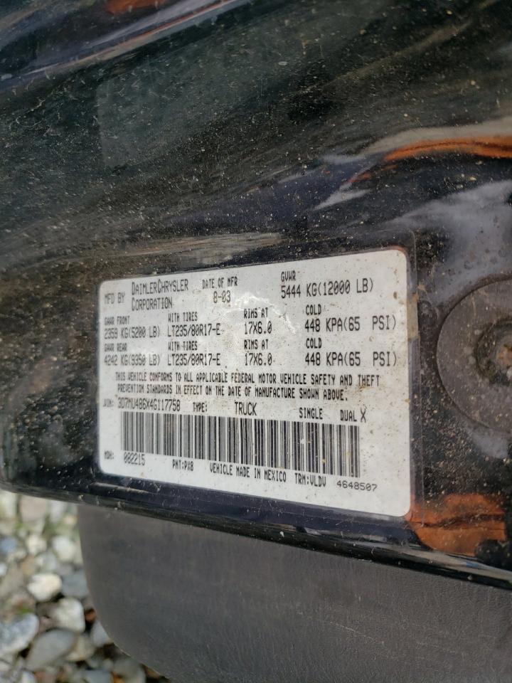 2004 Dodge Ram 3500 St VIN: 3D7MU486X4G117758 Lot: 66192004