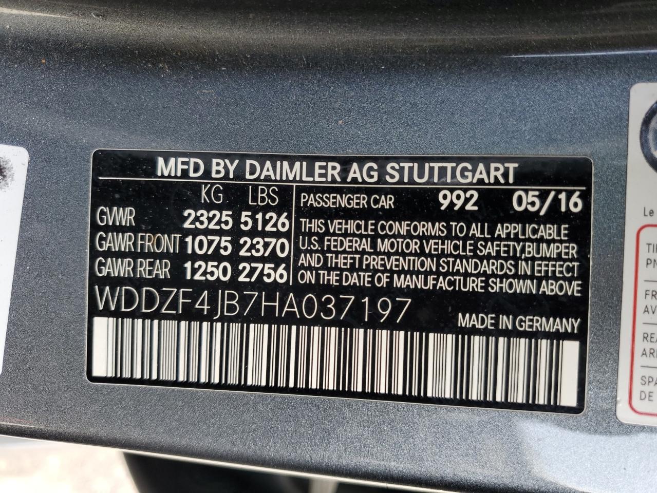 2017 Mercedes-Benz E 300 VIN: WDDZF4JB7HA037197 Lot: 54769714