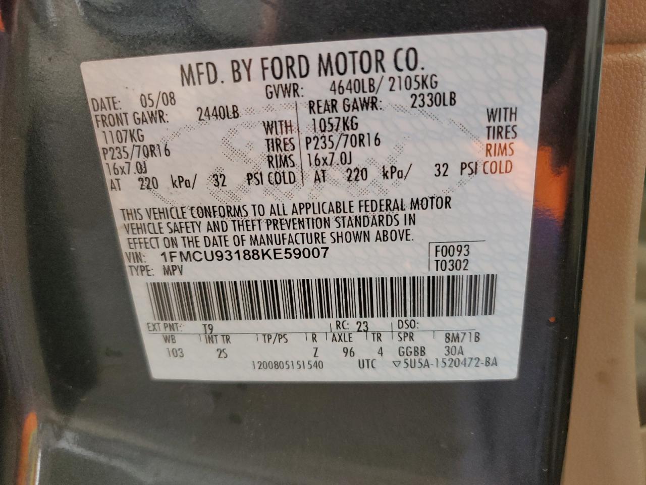 1FMCU93188KE59007 2008 Ford Escape Xlt