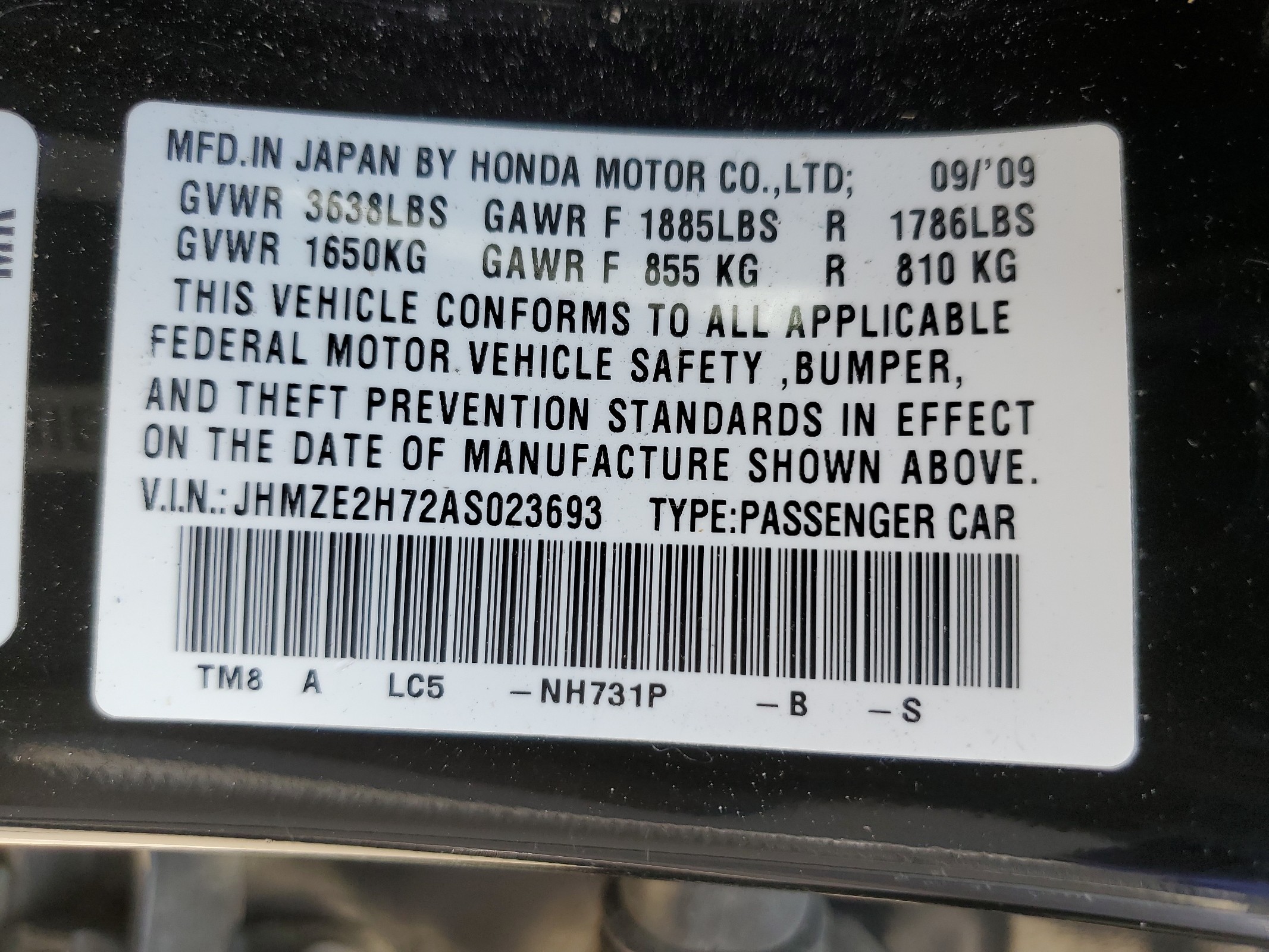 JHMZE2H72AS023693 2010 Honda Insight Ex