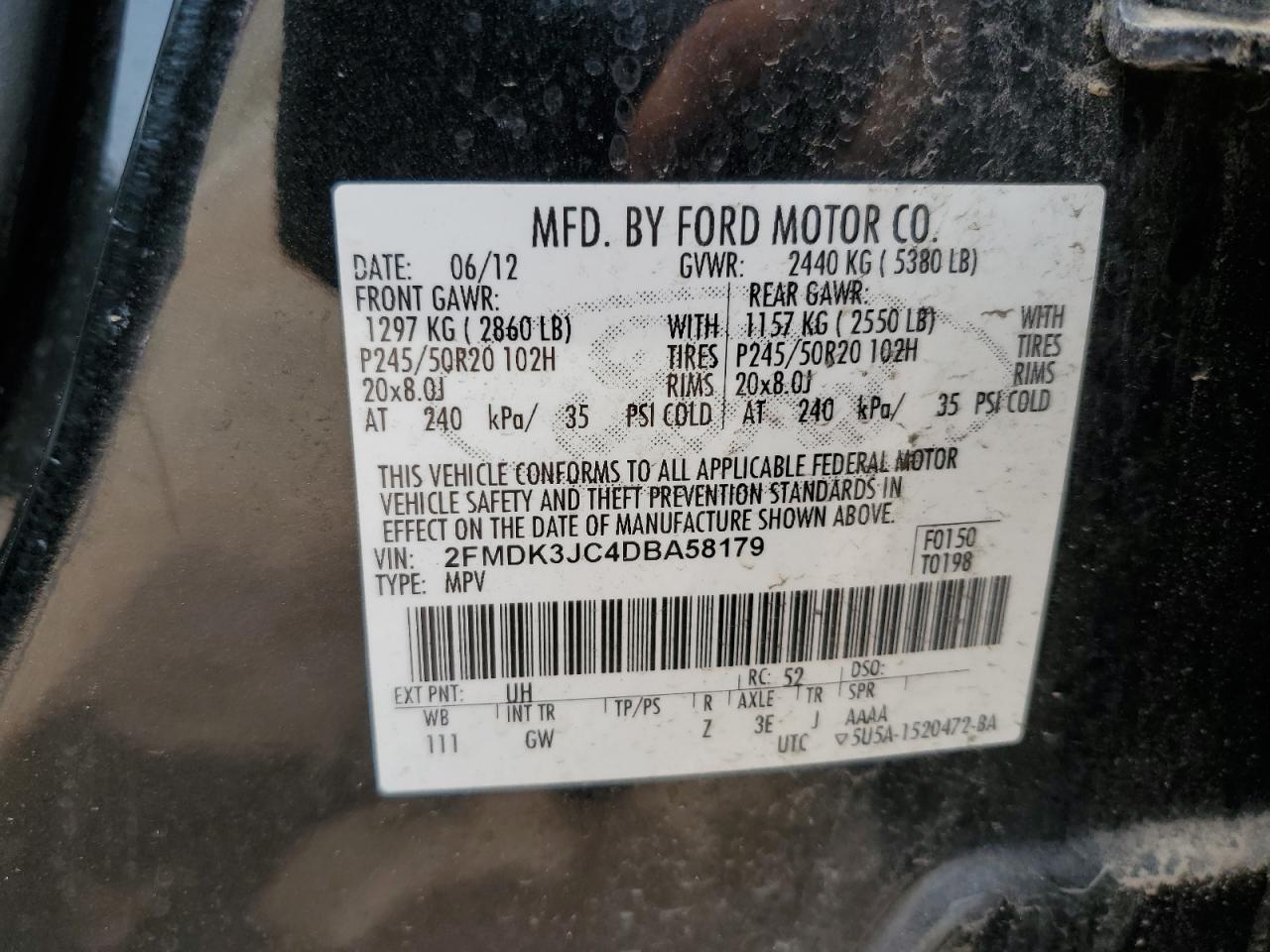 2FMDK3JC4DBA58179 2013 Ford Edge Sel