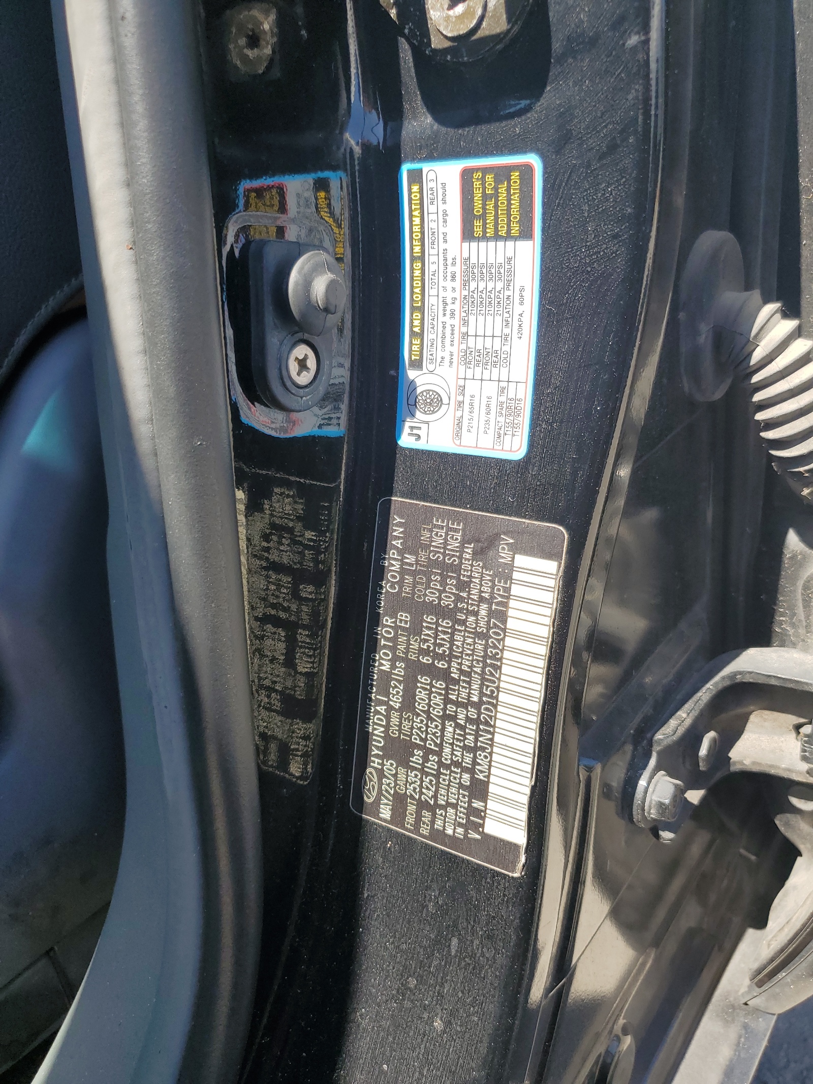 KM8JN12D15U213207 2005 Hyundai Tucson Gls