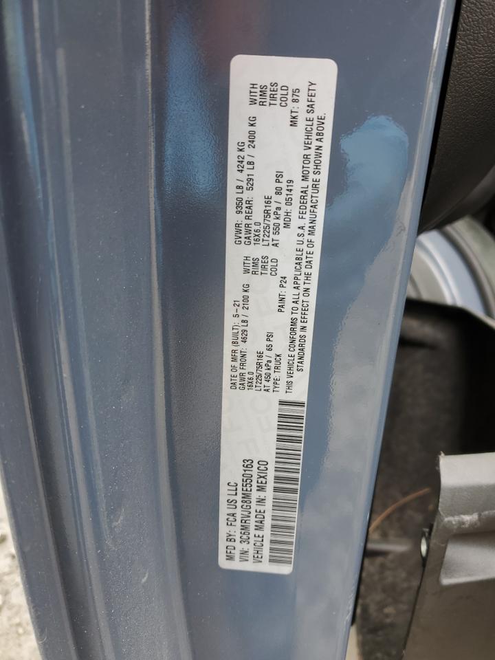 2021 Ram Promaster 3500 3500 High VIN: 3C6MRVJG8ME550163 Lot: 55020454