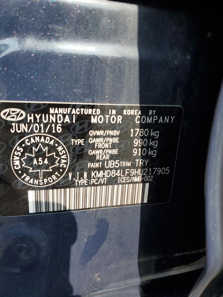 2017 Hyundai Elantra Se VIN: KMHD84LF9HU217905 Lot: 54988974