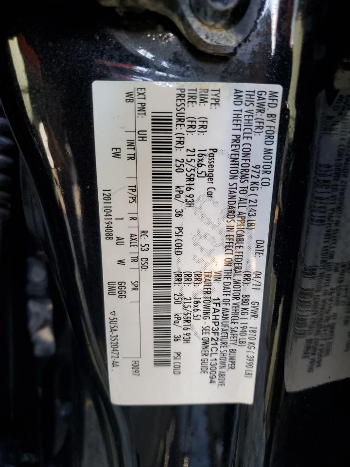 2012 Ford Focus Se VIN: 1FAHP3F21CL130094 Lot: 53738714