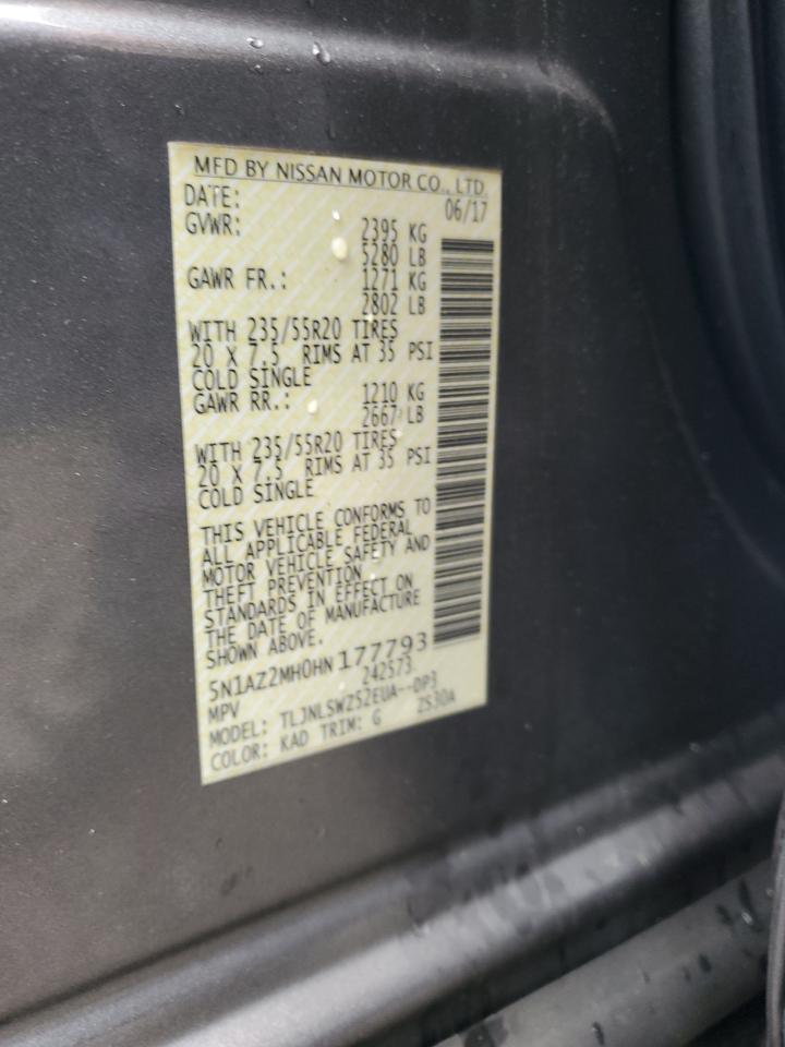 2017 Nissan Murano S VIN: 5N1AZ2MH0HN177793 Lot: 53732604