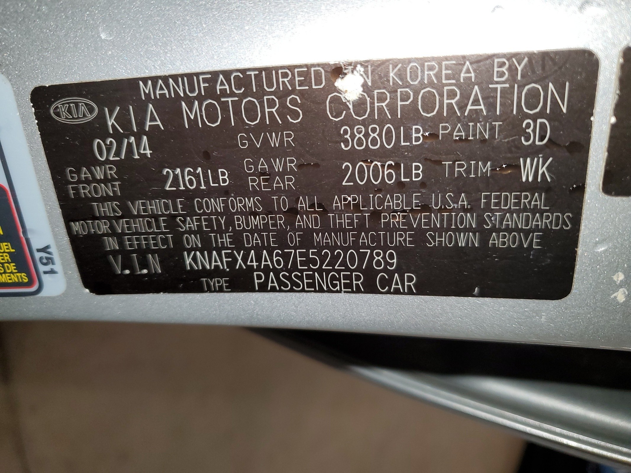 KNAFX4A67E5220789 2014 Kia Forte Lx