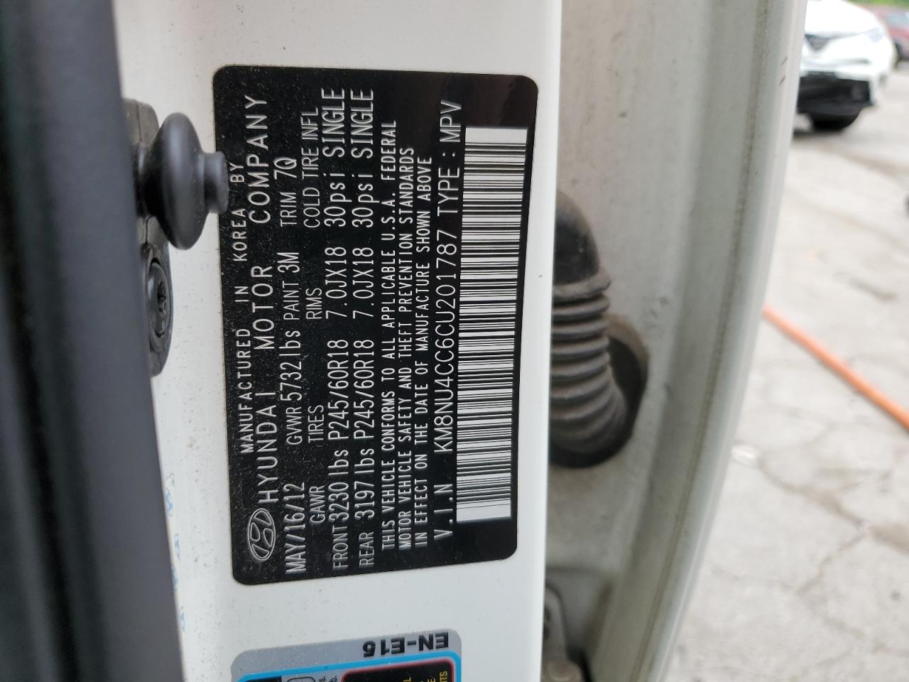 2012 Hyundai Veracruz Gls VIN: KM8NU4CC6CU201787 Lot: 53936894