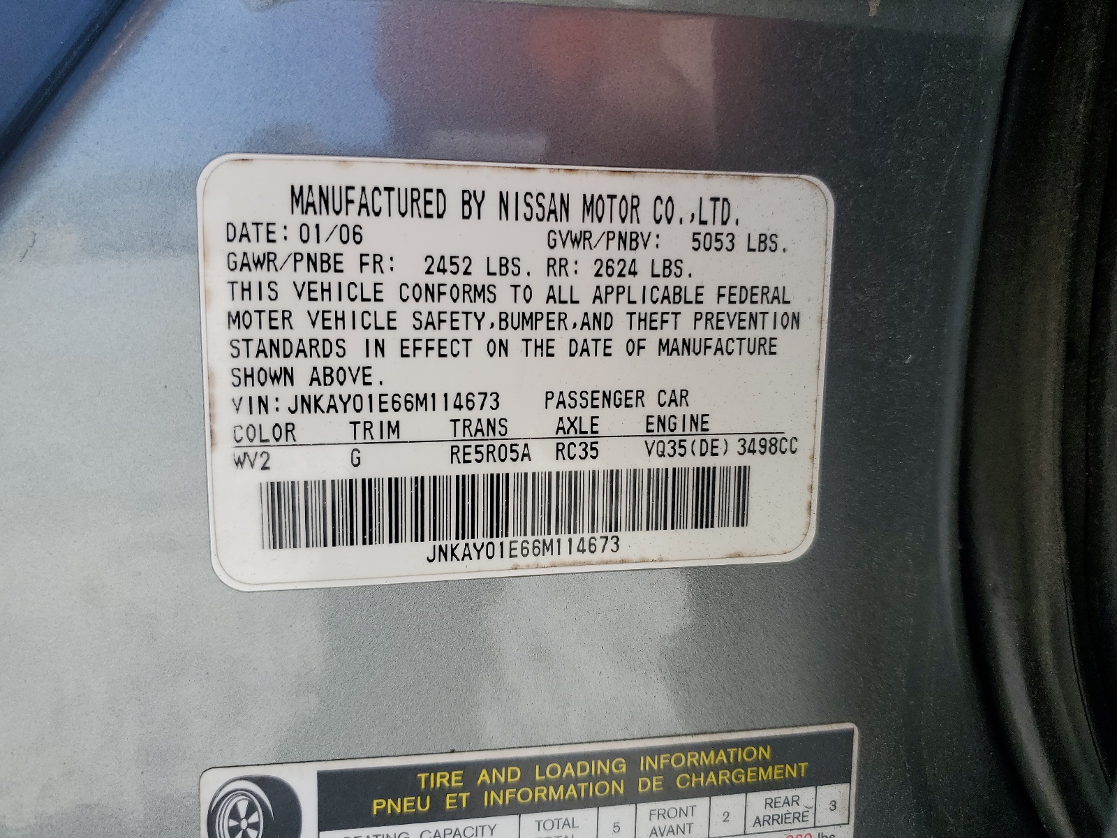 JNKAY01E66M114673 2006 Infiniti M35 Base