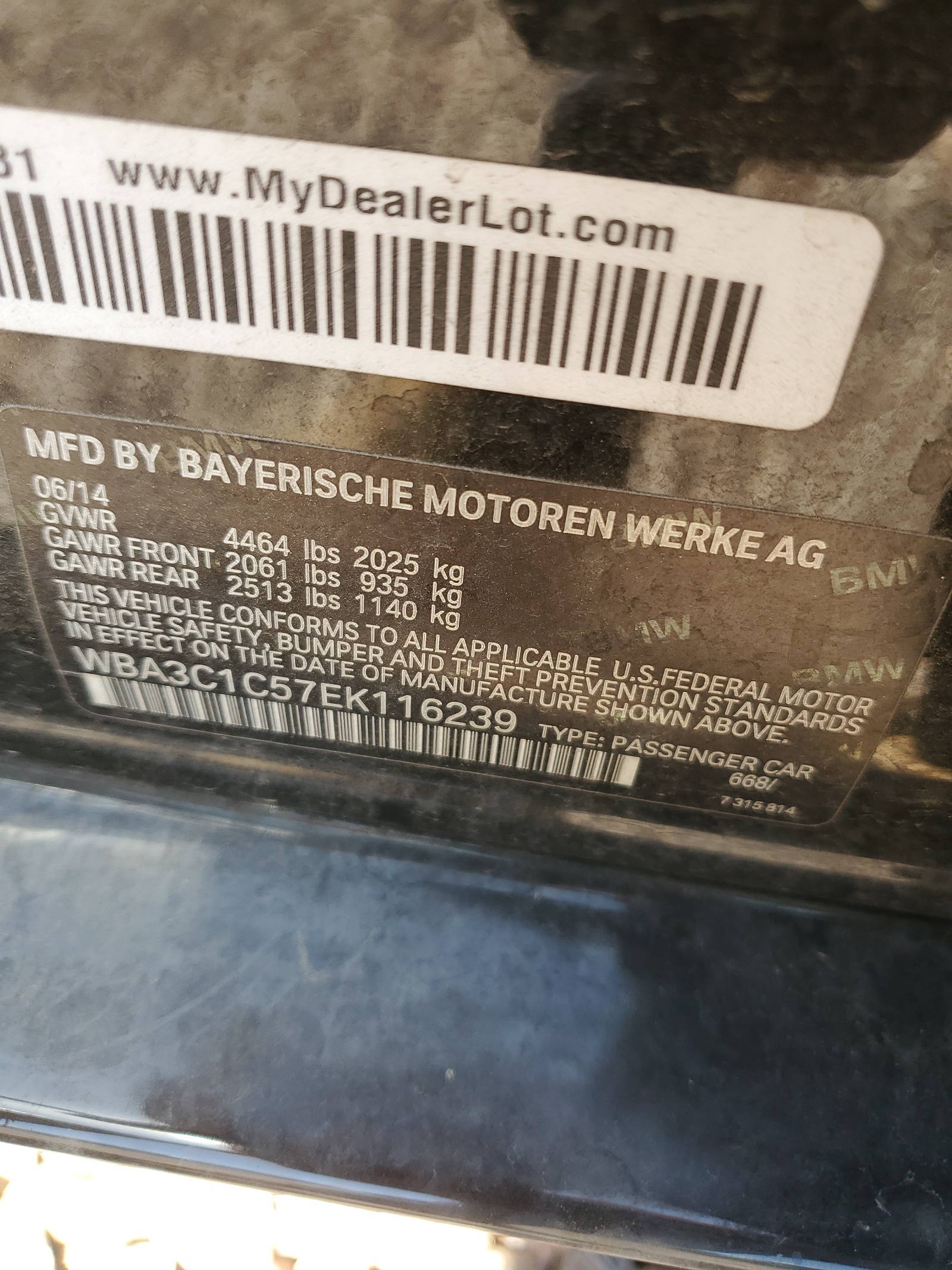 WBA3C1C57EK116239 2014 BMW 328 I Sulev