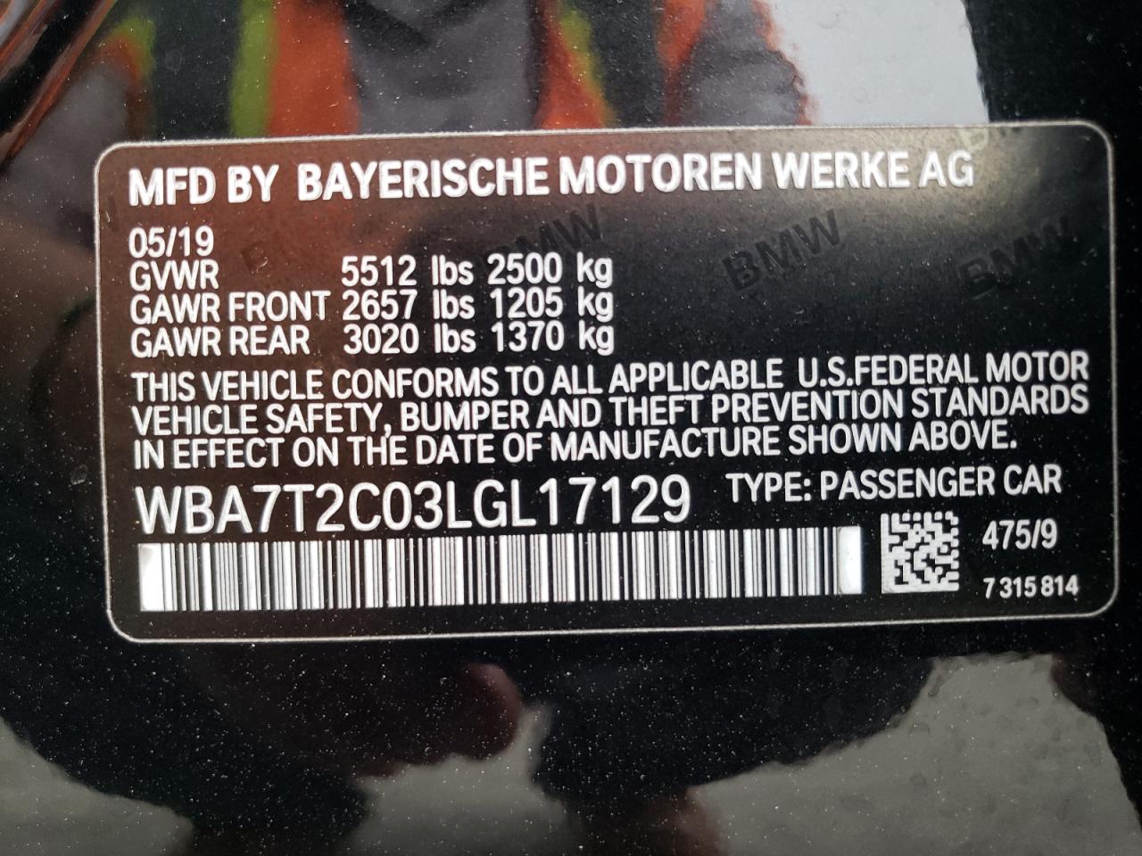 WBA7T2C03LGL17129 2020 BMW 740 I