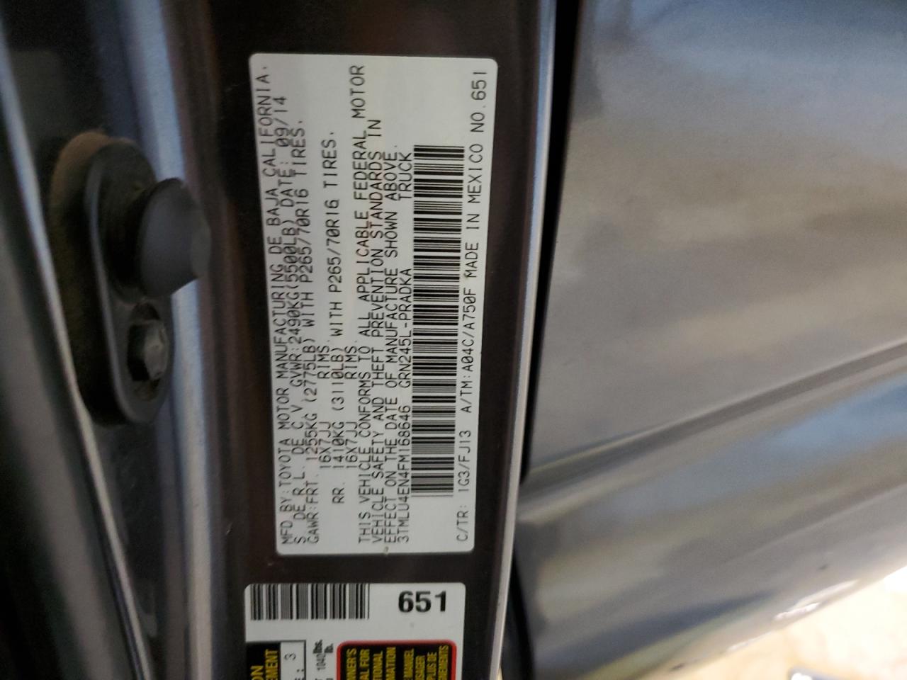 2015 Toyota Tacoma Double Cab VIN: 3TMLU4EN4FM168646 Lot: 56003544