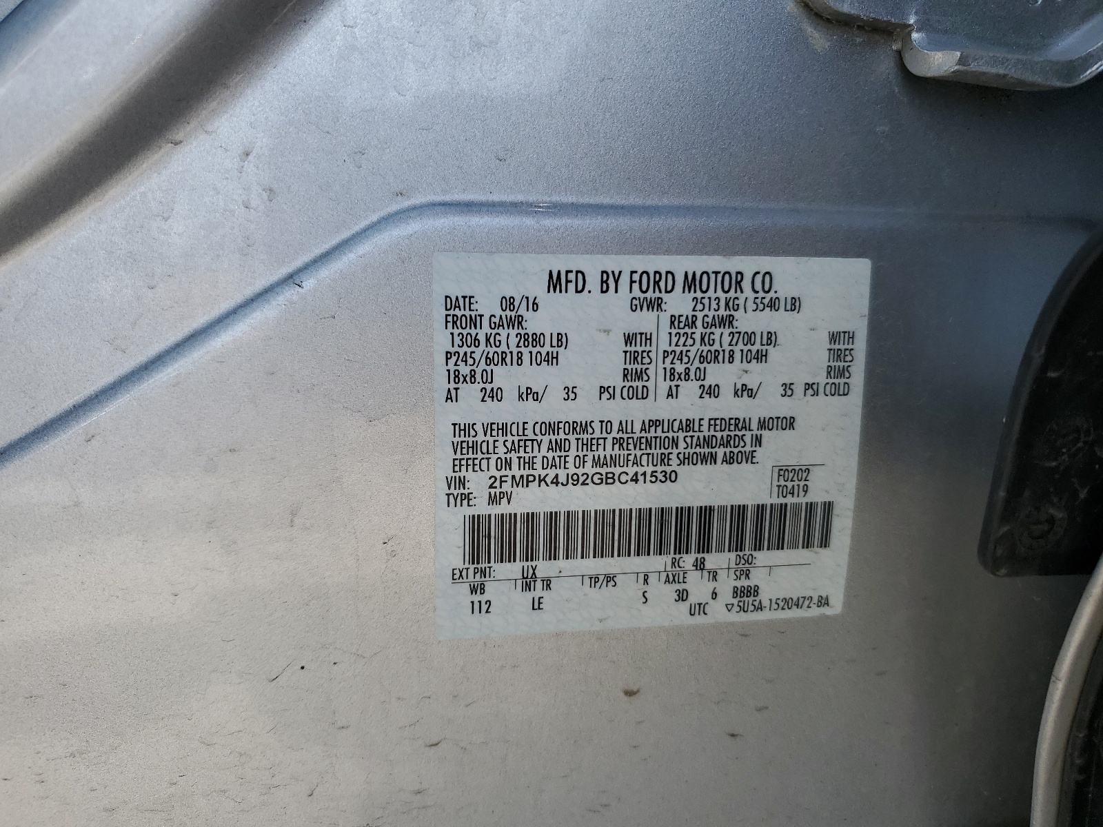 2FMPK4J92GBC41530 2016 Ford Edge Sel