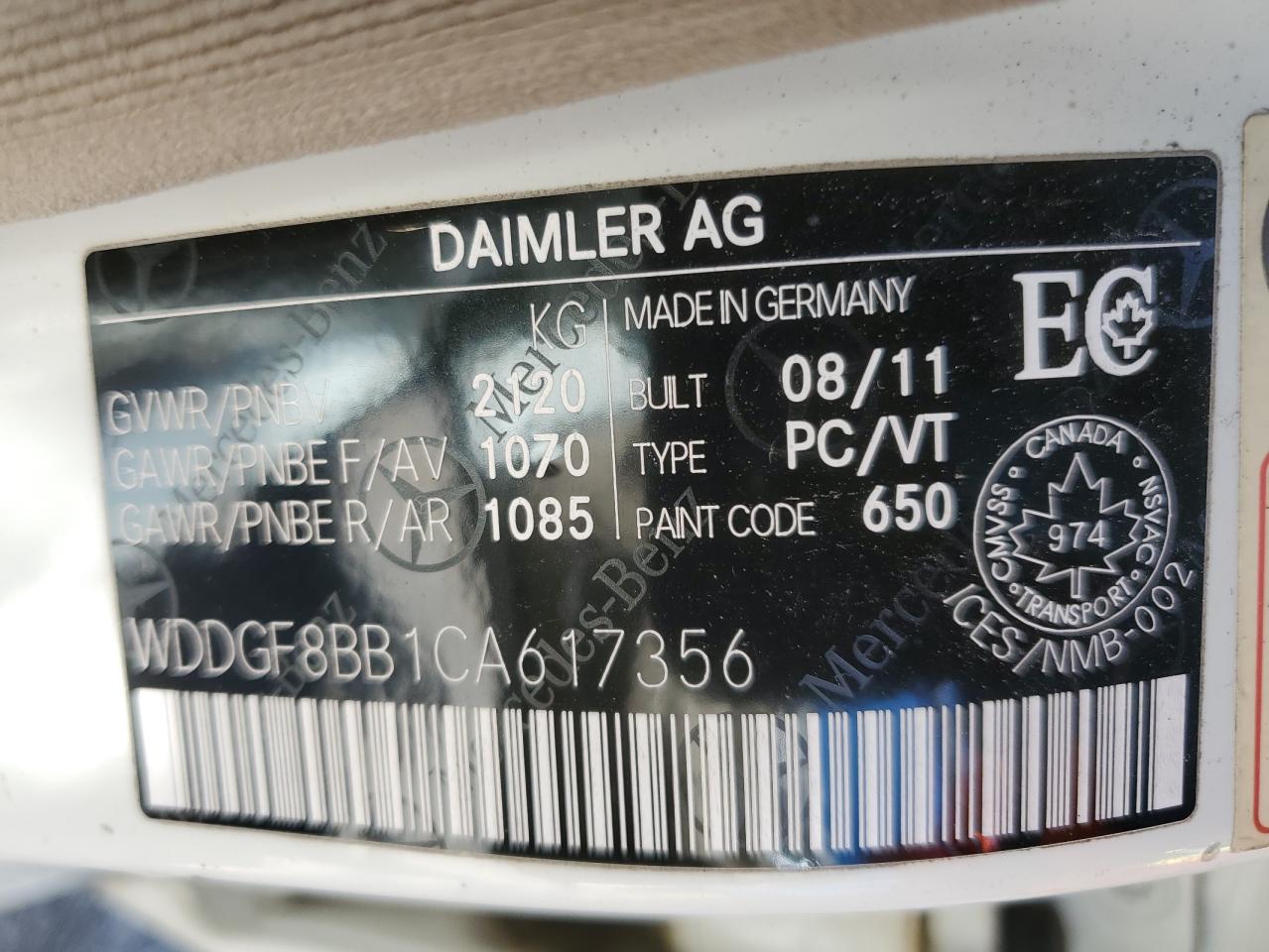 2012 Mercedes-Benz C 300 4Matic VIN: WDDGF8BB1CA617356 Lot: 57290074