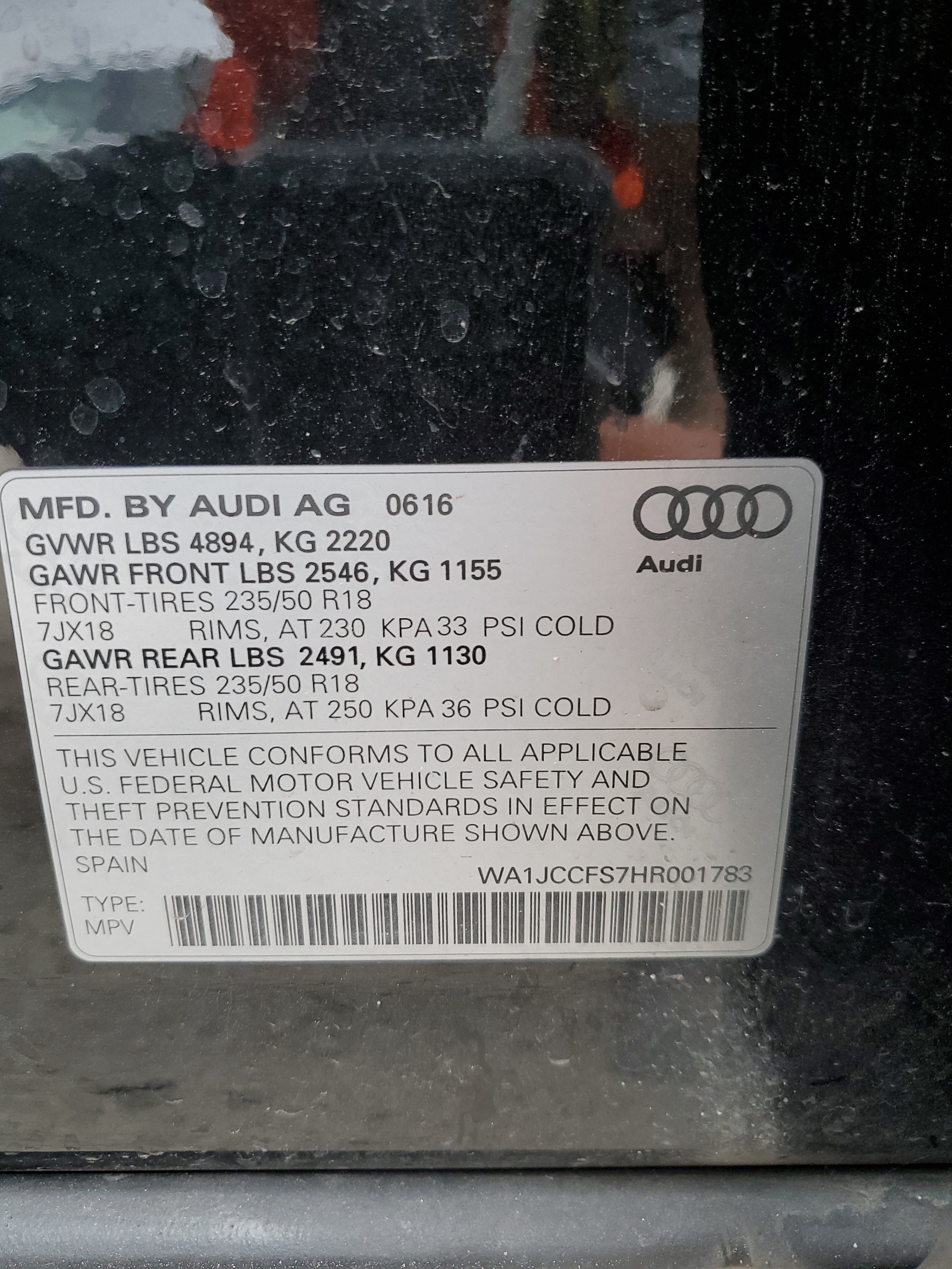 WA1JCCFS7HR001783 2017 Audi Q3 Premium Plus