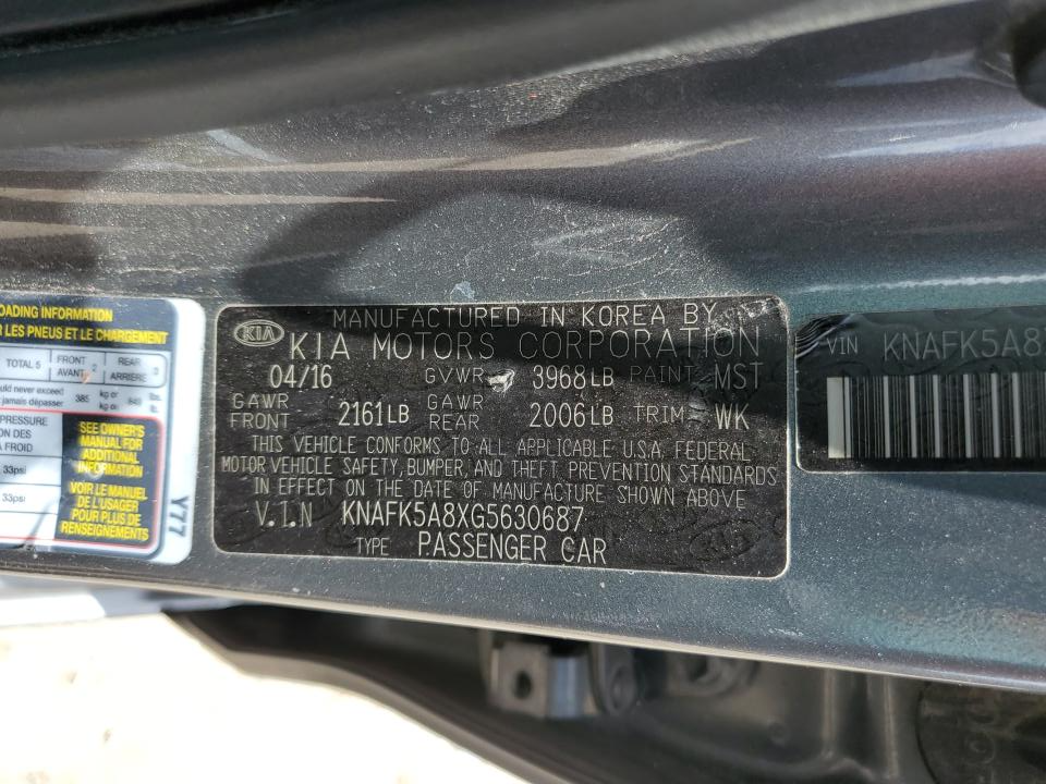 KNAFK5A8XG5630687 2016 Kia Forte Lx