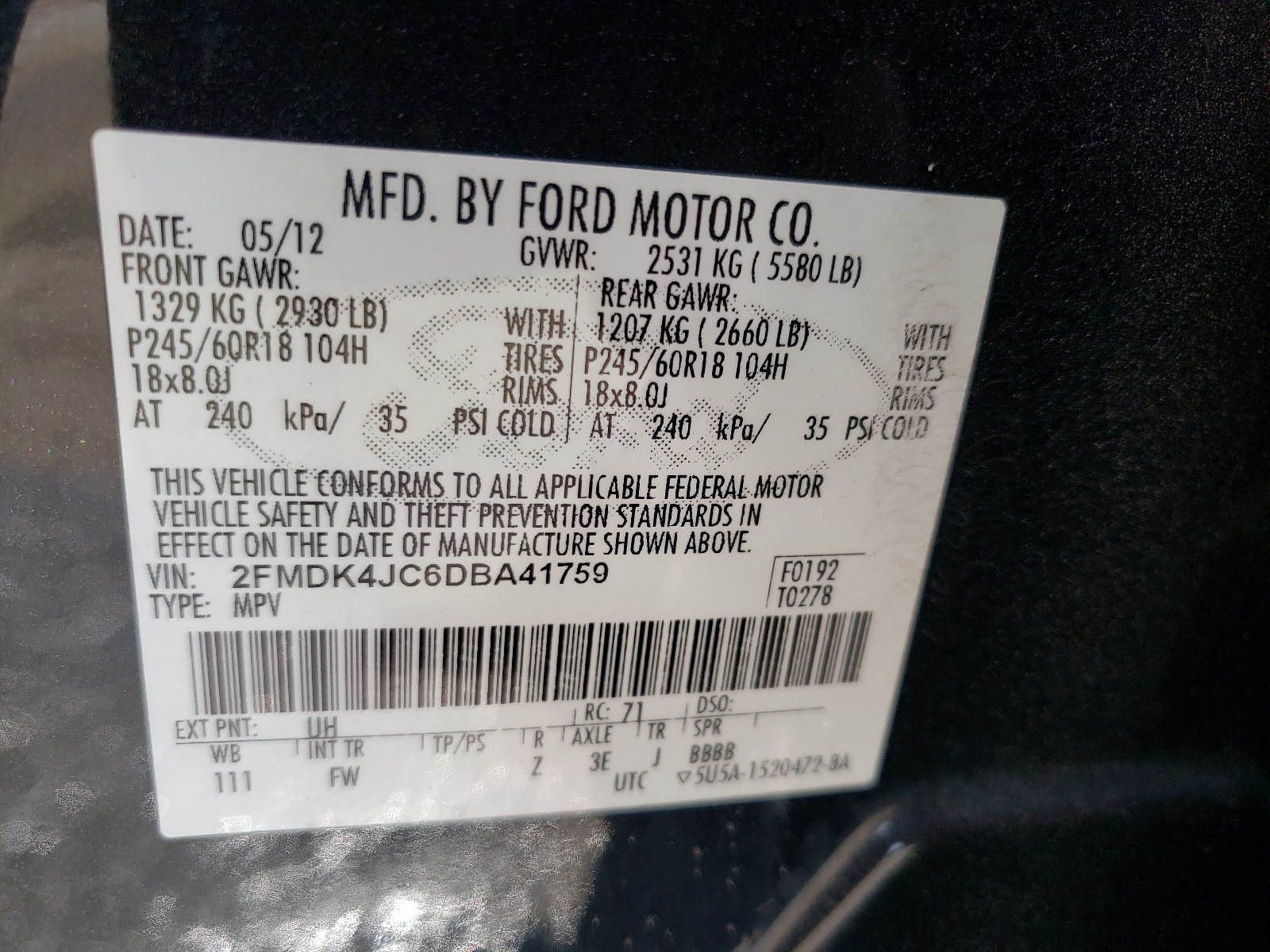 2FMDK4JC6DBA41759 2013 Ford Edge Sel