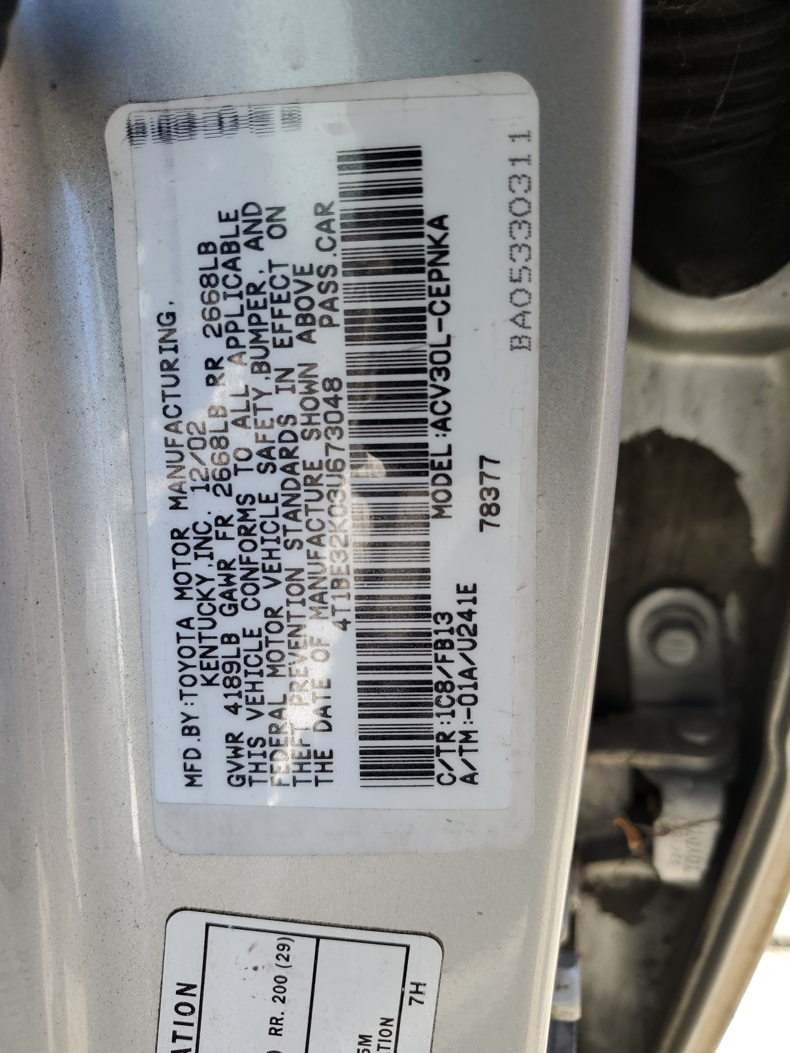 4T1BE32K03U673048 2003 Toyota Camry Le