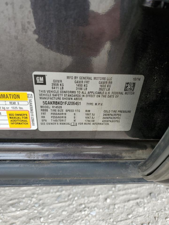 2015 Buick Enclave VIN: 5GAKRBKD1FJ206491 Lot: 54810964