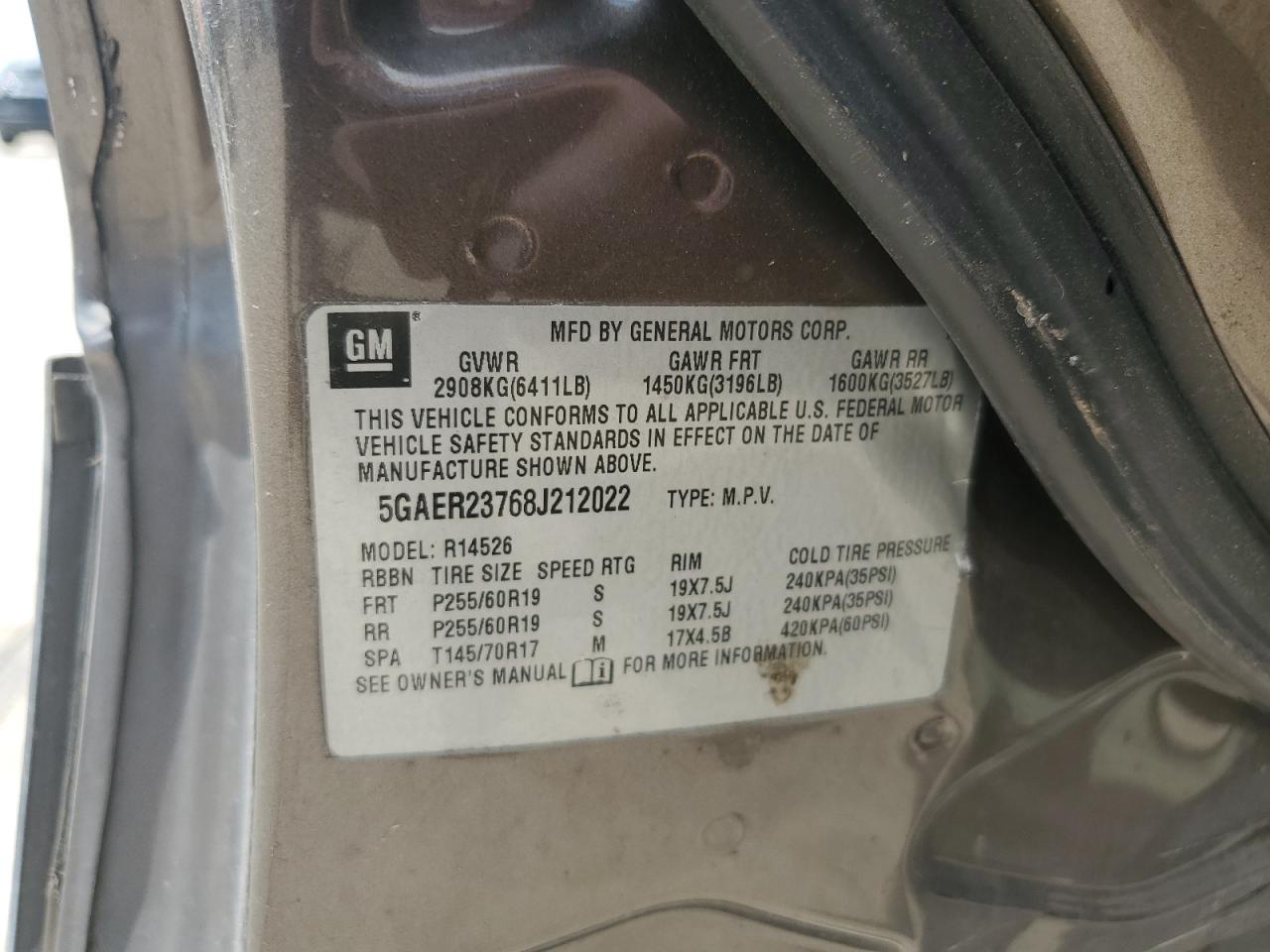 2008 Buick Enclave Cxl VIN: 5GAER23768J212022 Lot: 56428454