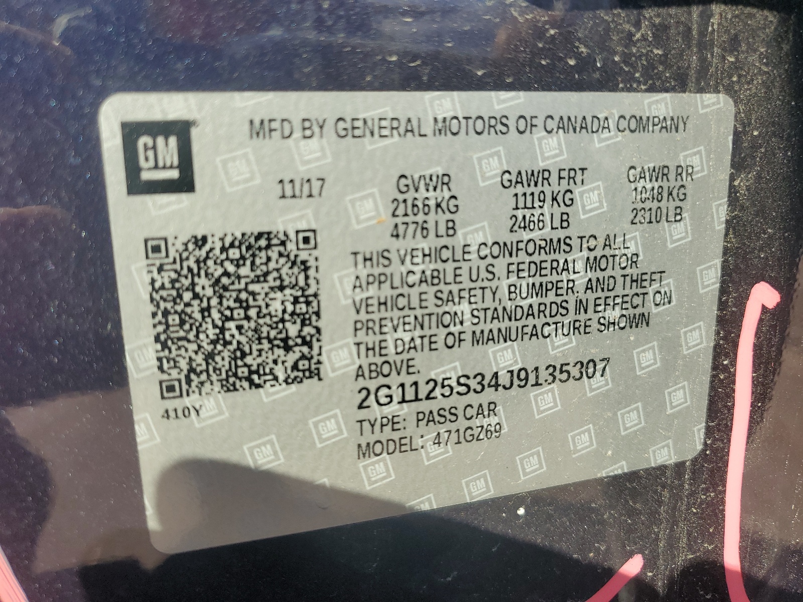 2G1125S34J9135307 2018 Chevrolet Impala Premier