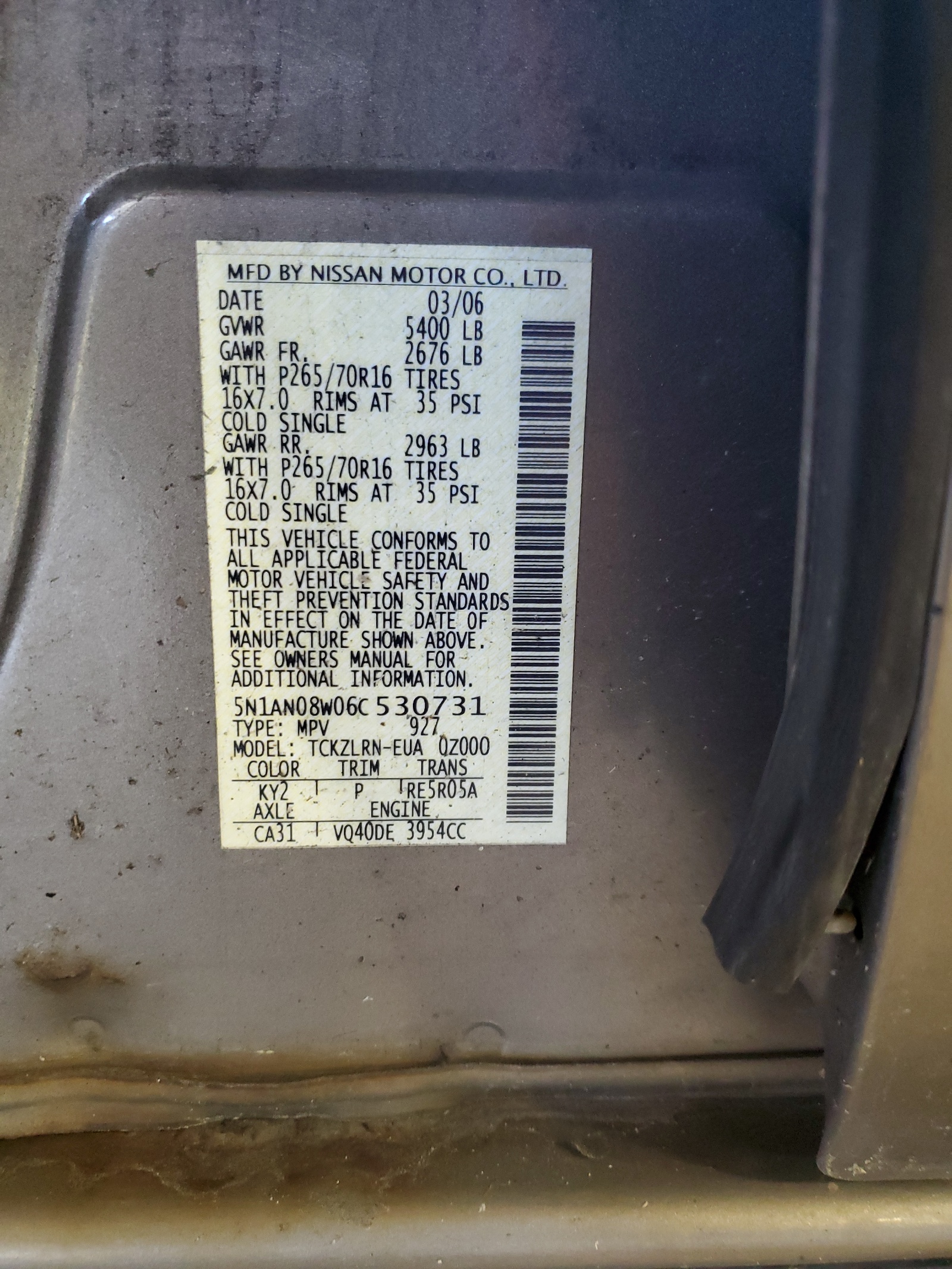 5N1AN08W06C530731 2006 Nissan Xterra Off Road