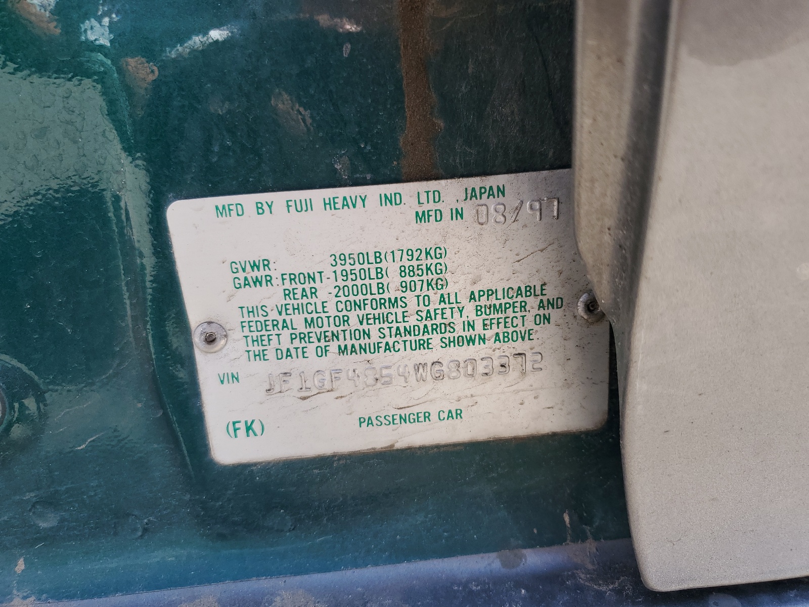 JF1GF4854WG803372 1998 Subaru Impreza Outback