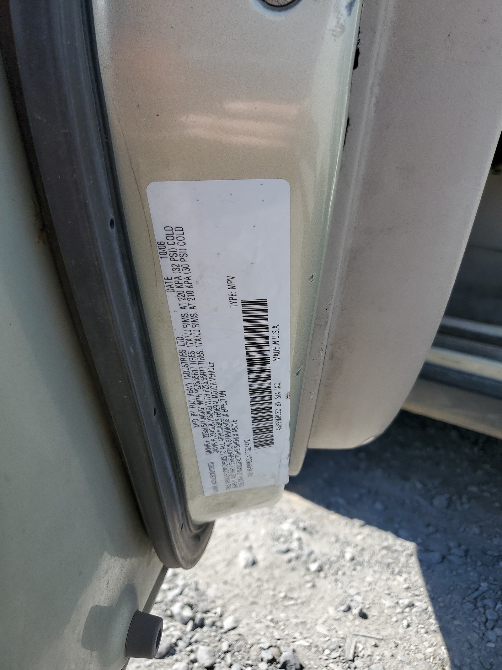 4S4BP62CX77321412 2007 Subaru Outback Outback 2.5I Limited