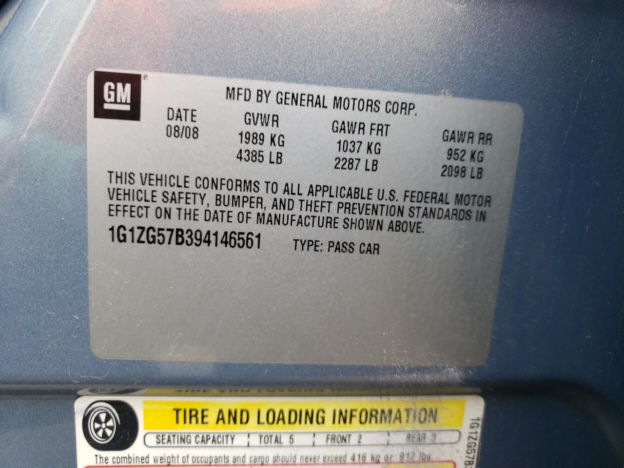 2009 Chevrolet Malibu Ls VIN: 1G1ZG57B394146561 Lot: 55386094