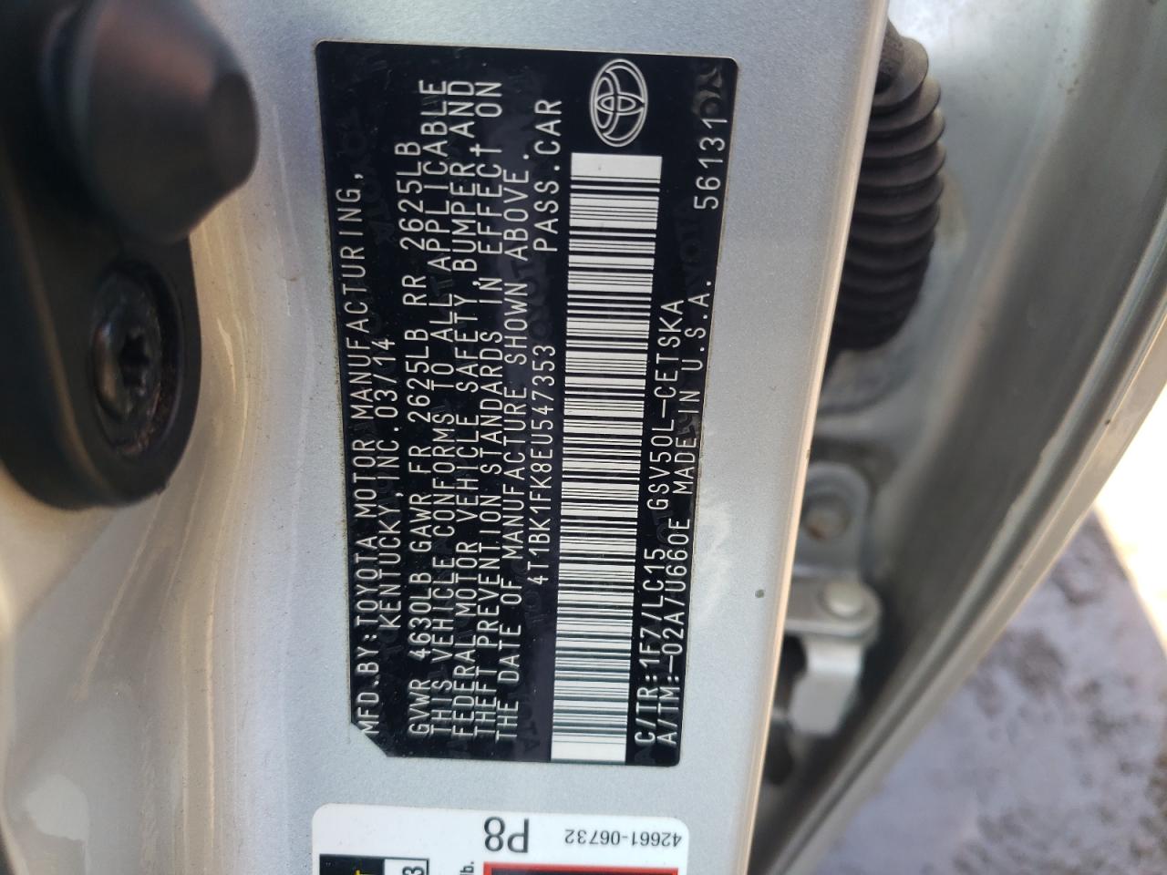 4T1BK1FK8EU547353 2014 Toyota Camry Se