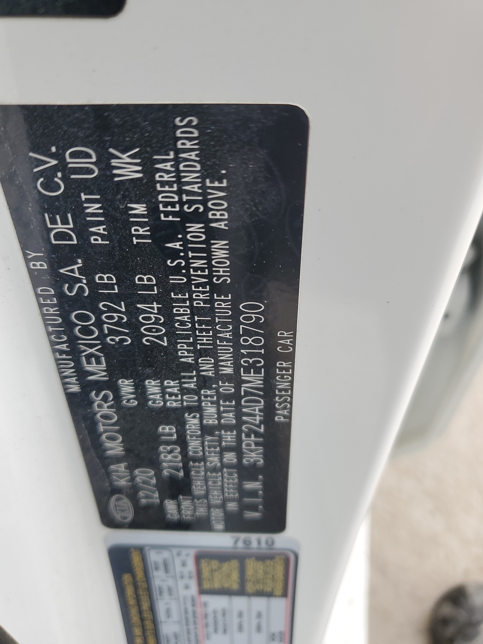 3KPF24AD7ME318790 2021 Kia Forte Fe