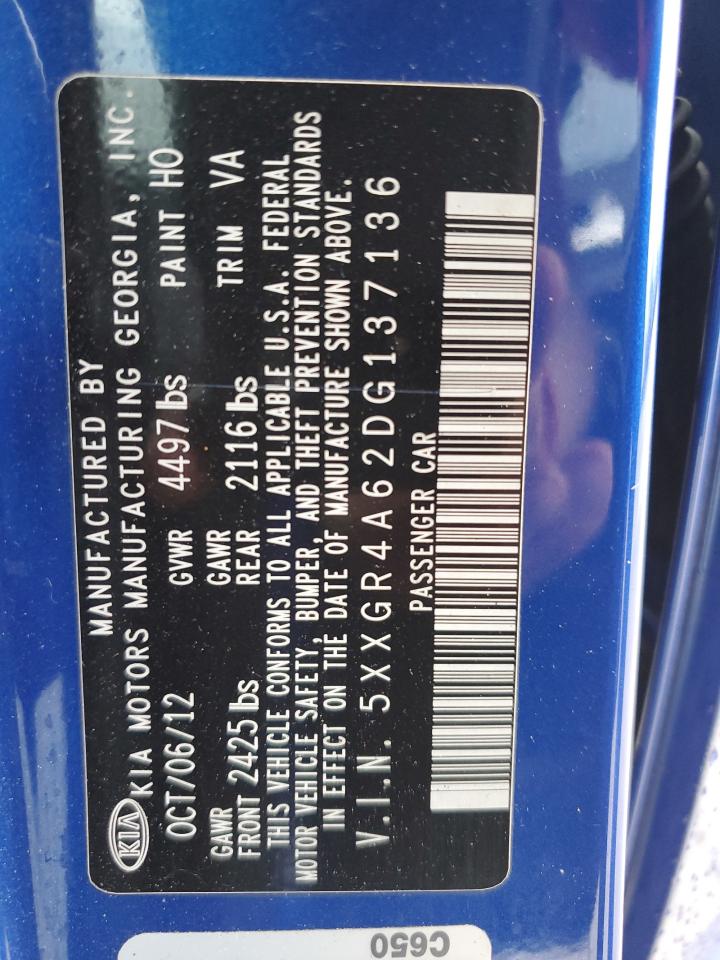 2013 Kia Optima Sx VIN: 5XXGR4A62DG137136 Lot: 54894844