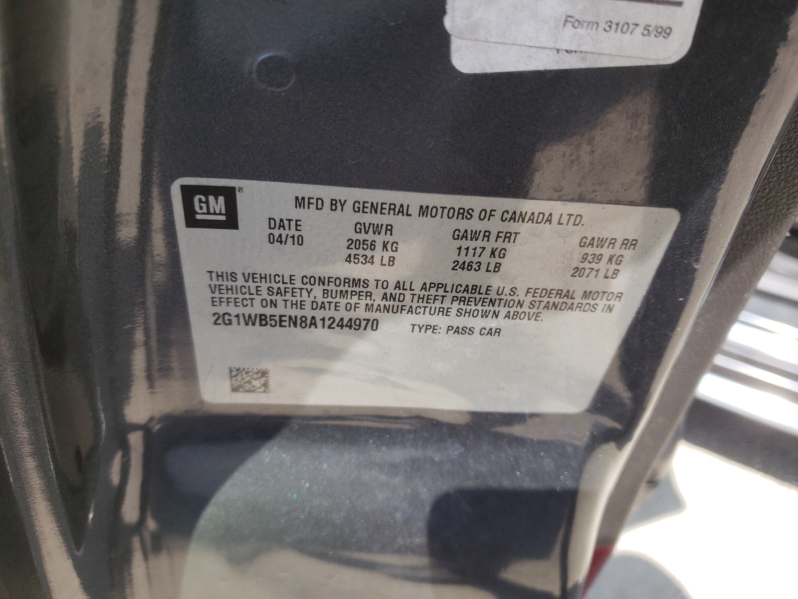 2G1WB5EN8A1244970 2010 Chevrolet Impala Lt