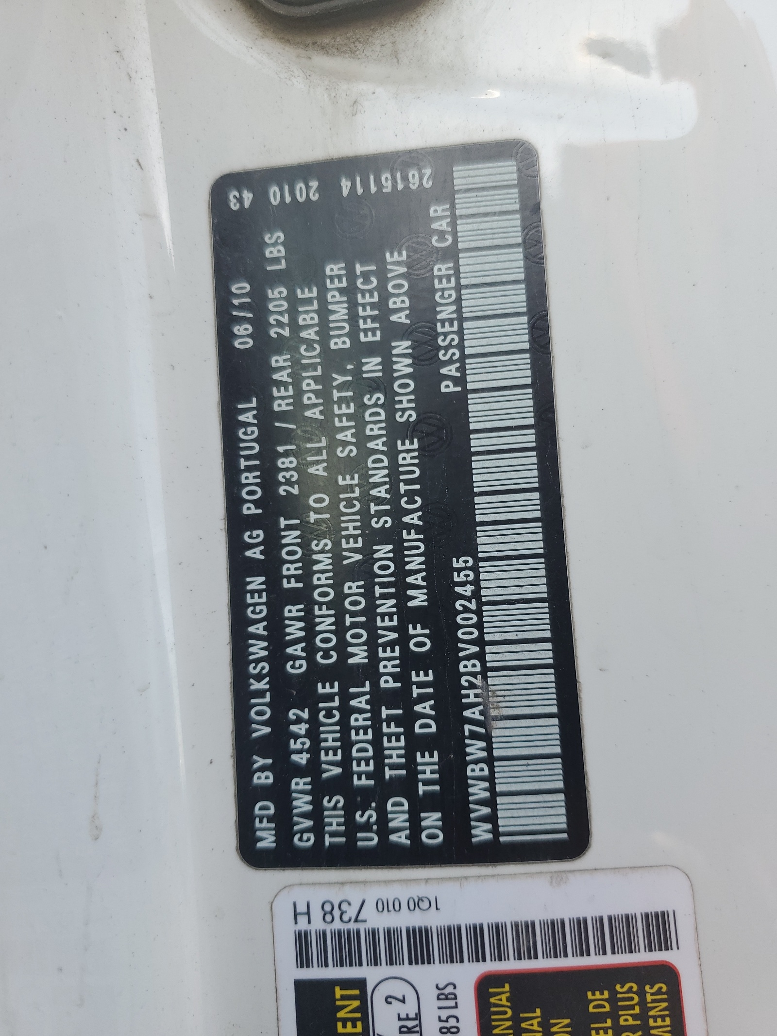 WVWBW7AH2BV002455 2011 Volkswagen Eos Komfort